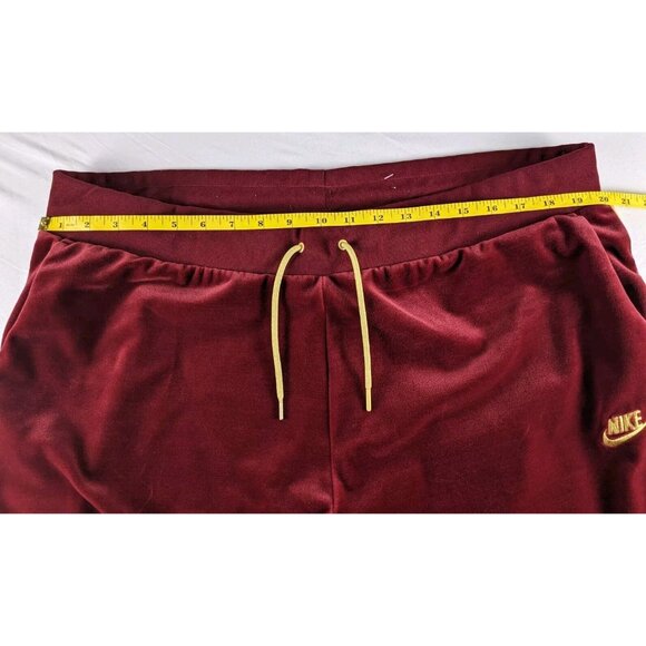Nike NSW Red Velour Pants With Yellow Stripe Accents 2XL Embroidered Logo Jogger - Picture 3 of 7